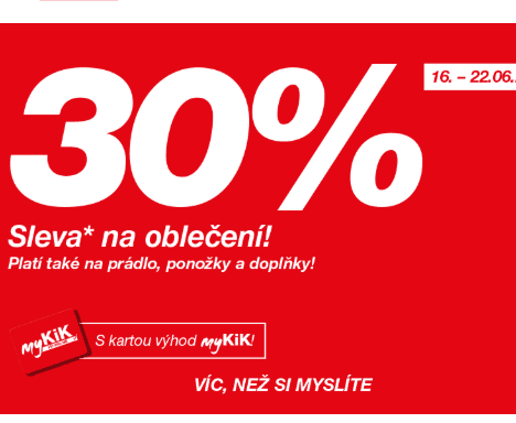 KIK - sleva 30% na oblečení (pro členy)