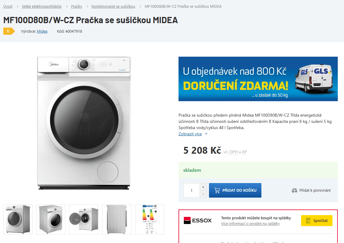 Pračka/Sušička 8/5kg, 1400 ot., pára