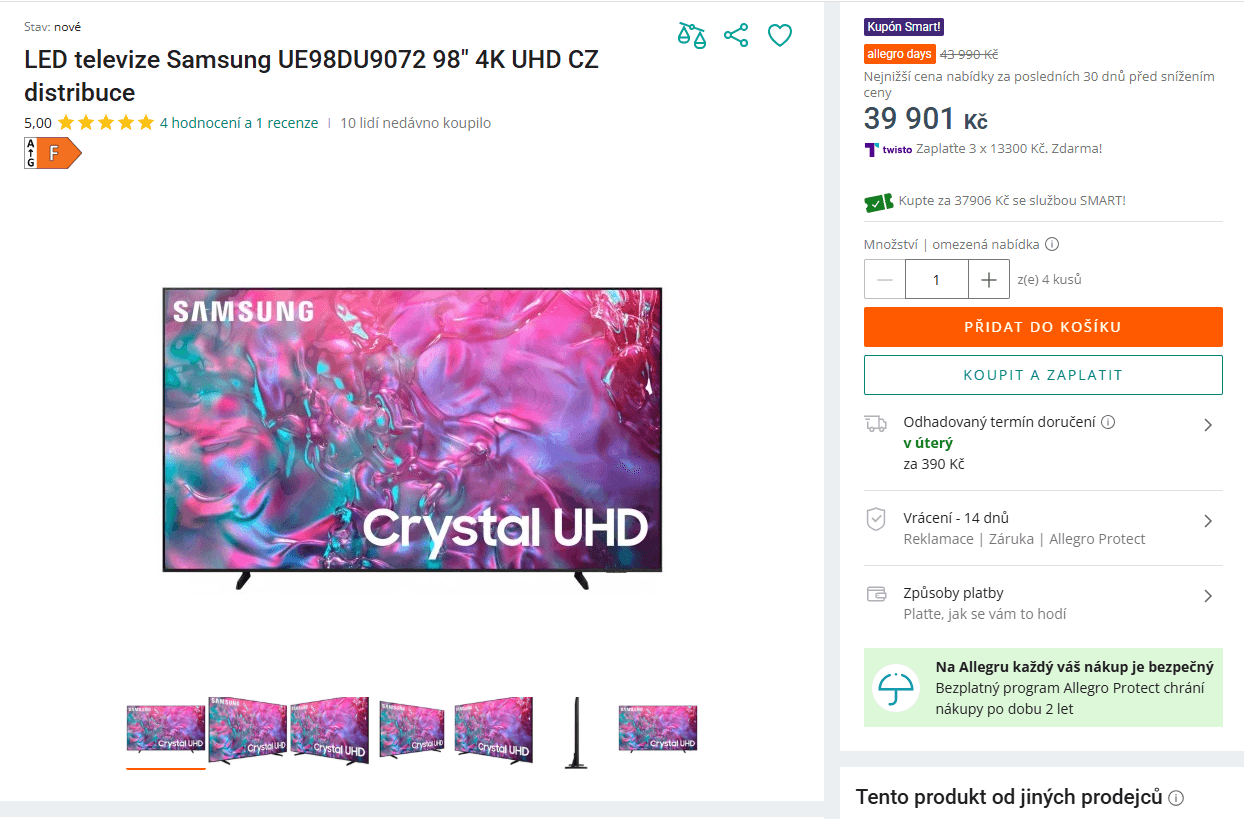 4K Edge LED TV 249 cm, Samsung